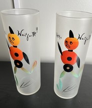 Vintage Federal HEY, WAIT FOR ME Frosted Tom Collins Zombie Glasses, Set... - $38.69