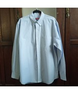 IZOD Men&#39;s Pinstripe Button Down Dress Shirt 100% Cotton Blue White Coll... - $28.66 CAD
