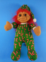 Troll by Russ Berrie 7&quot; Plush Christmas Doll with Candy Cane Fabric PJ&#39;s - £6.25 GBP