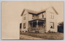 RPPC Lovely Victorian Home Potted Plants on Porch with Ornate Trim Postcard J24 - £5.97 GBP