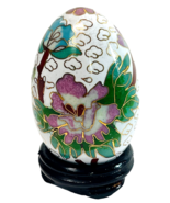 Floral Wood Egg w/Bright Flowers, Handmade w/Original Stand &quot;MINT&quot;. - $20.10 CAD