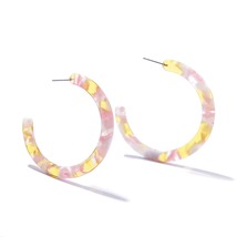 Yellow &amp; Pink Acrylic Hoop Earrings - £9.54 GBP