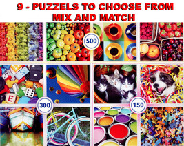 9 Different Jigsaw Puzzles 150-to-500 Piece Games Cat Dog Fruit Balloons Boats - $4.80