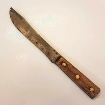 Ekco Forge Carbon Steel Butcher Knife Wood Handle Vintage Primitive 12.5" long - $29.63