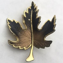 Autumn Leaf Brooch Pin Gold Tone Enamel Vintage - £10.32 GBP