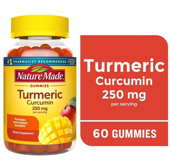 Nature Made Turmeric Curcumin 250mg 60 Gummies, Dietary Supplement Exp 07/2024 - $18.99