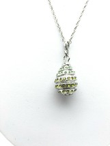 Silver and green Egg Pendant Necklace with crystals by Keren Kopal - €42,01 EUR