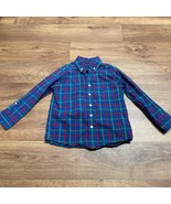 Lands End Boys Plaid Blue Red Green Long Sleeve Button Up Shirt Size 4 S... - $17.82