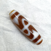 Tibetan Himalayan ZIG ZAG Tiger Tooth pattern Dzi Agate Bead Amulet - £77.35 GBP