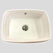 17.5&quot; Handmade White Bathroom Rectangular Ceramic Sink Vanity Vessel with Overfl - £90.14 GBP