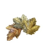 Bronze Silver and Gold Toned Leaf Trio Leaves Pinback Hat Lapel Pin - £13.73 GBP