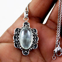 Solid 925 Sterling Silver Rainbow Moonstone Pendant Necklace Women PSV-1786 - £28.79 GBP+