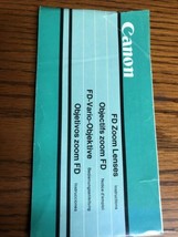 Canon FD Zoom Lens Instructions stapled Pamphlet book - £20.52 GBP
