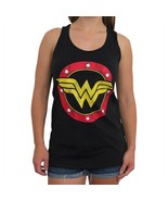 Wonder Woman Logo Women&#39;s Black Racerback Tank Top Black - £23.76 GBP+
