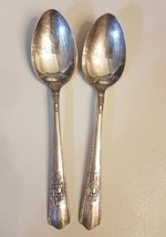 Harmony House MAYTIME silver plated Flatware 2 Serving Spoon LOT Scroll ... - $15.76