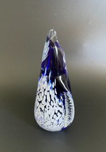 VTG Murano Art Glass Spatter Penguin Sculpture - Paperweight Cobalt Blue &amp; White - £38.42 GBP