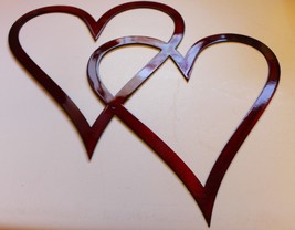 Double Hearts - Metal Wall Art - Metallic Red 12&quot; x 13 1/2&quot;  - £18.96 GBP