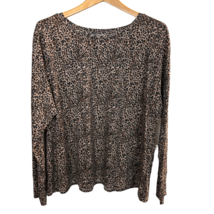 Seed To Style Top Womens 1X Brown Organic Cotton Leopard Print Long Sleeve Plus - £15.97 GBP