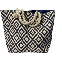 Summer &amp; Rose Cotton Rope Handled Tote NWOT Navy/Ivory - $14.24