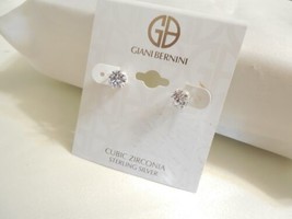 Giani Bernini 1/4&quot; Sterling Silver Round Cubic Zirconia Stud Earrings F403 - £20.64 GBP