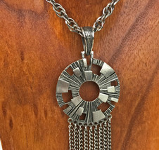 Vintage Sarah Coventry Tassel Pendant  Silver tone Metal Necklace - $18.95