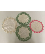 Vintage doilie lot crochet edge lace scalloped dresser scarf shabby chic... - $19.75