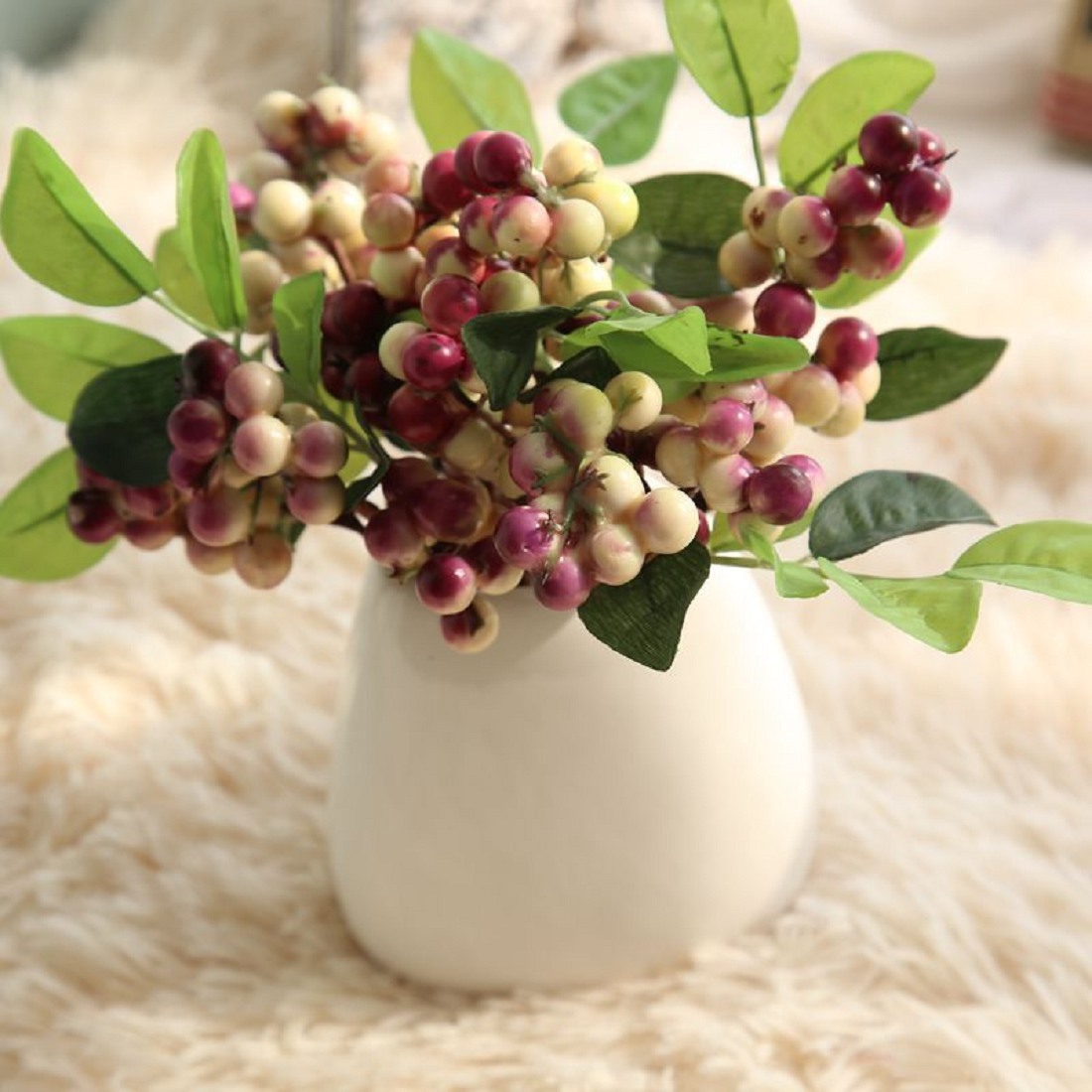 Artificial Flowers Christmas Foam Beans Berry Home Supplies Decoration 22Cm