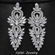 Vintage Wedding Party Jewelry Accessories Gorgeous Cubic Zirconia Big Long Luxur - £17.98 GBP