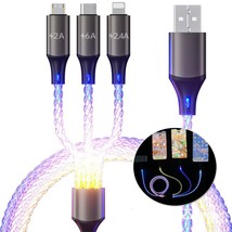Light Up Phone Charger Cord, Multi Led Charging Cable Rgb Glowing Gradual Lighti - £29.80 GBP