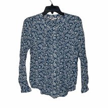 Boden Shirt Size 2 Button Up Blue White Floral Womens Long Sleeve Viscose - £14.68 GBP