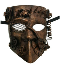 Steampunk Bauta Masquerade Mask Men Antique Brushed Gold - £19.28 GBP