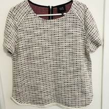 W5 Anthropologie Women&#39;s Tweed Knit Blouse Top Size L Short Sleeve Multicolor - £14.02 GBP