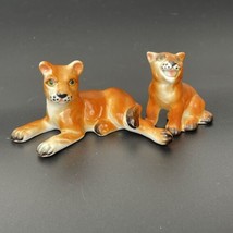 Miniature Lioness And Cub 1”-2.5” Bone China Figurine Japan Midcentury Curio - £13.52 GBP
