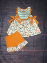 NEW Boutique Floral Orange Tunic &amp; Shorts Girls Outfit Set - $16.99