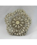 Vintage Intertwined Tiered Jewelry Clear Sparkly Rhinestones Flower Broo... - £23.65 GBP
