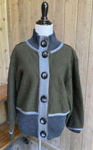 TRIBAL S Sweater 100% Wool Army Green Button Front Cardigan Small Women&#39;s - $34.95