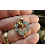14K Yellow Gold Finish 0.65Ct Round Cut VVS1 Diamond Love Heart Pendant ... - £88.43 GBP
