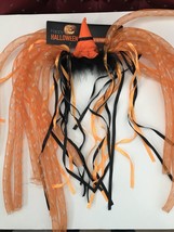 Halloween Orange Witch Hat Kids Headband Head Bopper Lights Up Feathers Costume - £12.24 GBP