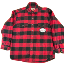 Caribou Creek Mens Large Flannel Shirt Buffalo Plaid Red Black Long Sleeve Soft  - £22.17 GBP