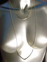 STYLISH Urban Anthropologie Double Strands Gold Chain V Drop Dangle Necklace - £14.60 GBP