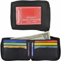 1 Men&#39;S Genuine Leather Bifold Credit Id Card Holder Wallet Zipper Pouch... - £15.72 GBP