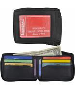 1 Men&#39;S Genuine Leather Bifold Credit Id Card Holder Wallet Zipper Pouch... - £12.67 GBP