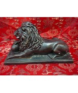 (bz-34) Lion laying down bronze sculpture statue figurine casting desk a... - £103.42 GBP