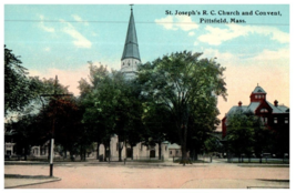 St Josephs RC Church and Convent Pittsfield Massachusetts Postcard - £19.21 GBP