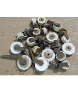 X17 Antique Vintage IRON STEEL &amp; PORCELAIN Casters Furniture Rollers wheels - $1,670.59 MXN