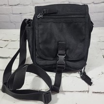 Eddie Bauer Crossbody Purse Black Multi-Pocket Nylon Travelers Bag  - $19.79