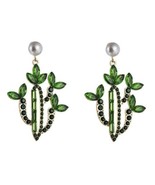 pearl green cactus big fashion earrings Mexico 5 de Mayo new - £10.16 GBP