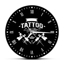 Old School Art Tattoo Studio Modern Wall Clock Skull And Tribal Clock Watch Salo - £32.60 GBP