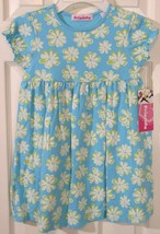 NWT Just Friends Girl&#39;s Aqua Retro Floral SS Pullover Knit Dress, 4T - £11.70 GBP