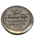 Vintage Black Manson Tape  3/4” Metal Tin The Okonite Company Passaic, NJ - £12.31 GBP